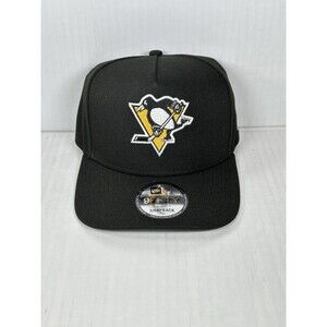 New Era Pittsburgh Penguins 9FIFTY A-Frame SnapBack Black Logo Patch Cap Hat NWT